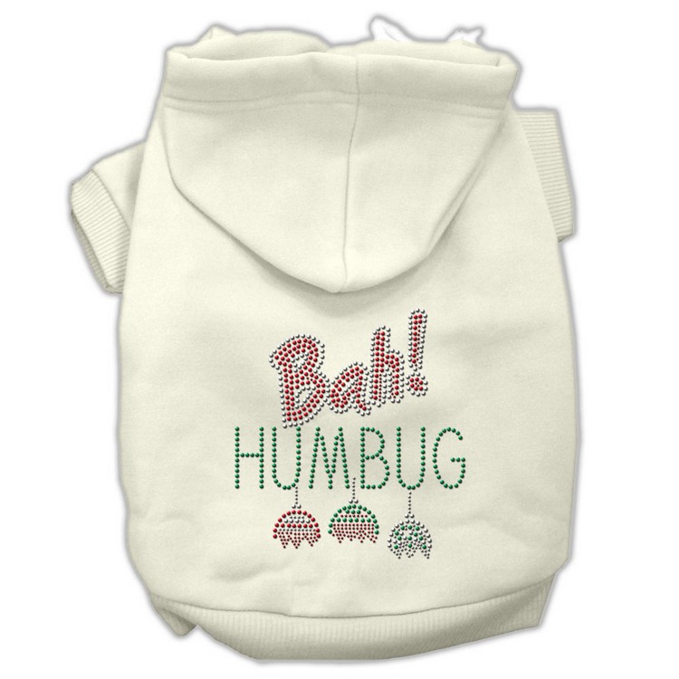 Bah Humbug Rhinestone Hoodies Cream M