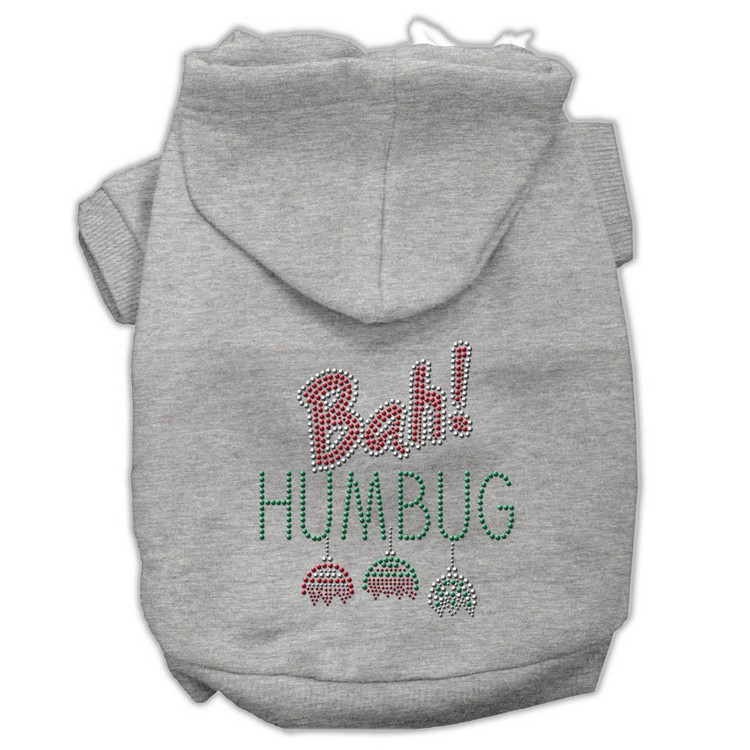 Bah Humbug Rhinestone Hoodies Grey XS