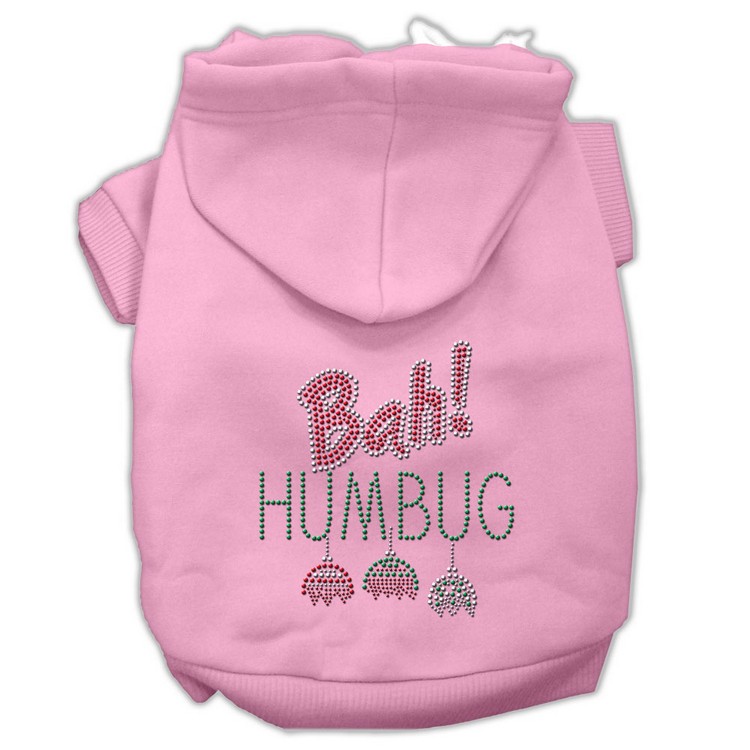 Bah Humbug Rhinestone Hoodies Pink XS