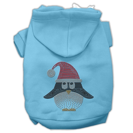 Santa Penguin Rhinestone Hoodies Baby Blue XS