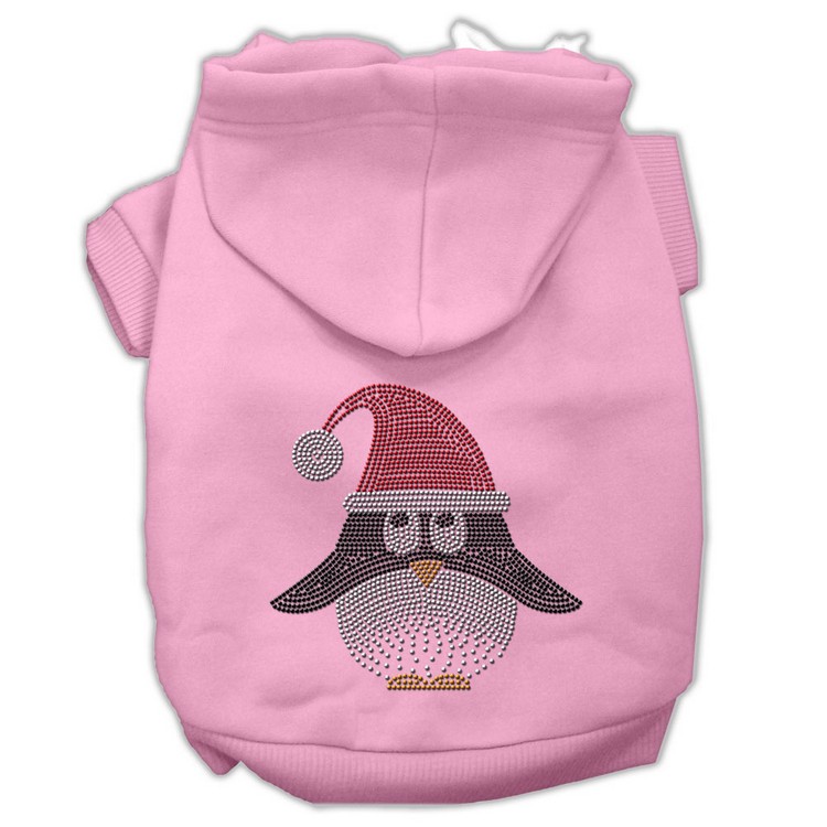 Santa Penguin Rhinestone Hoodies Pink XS