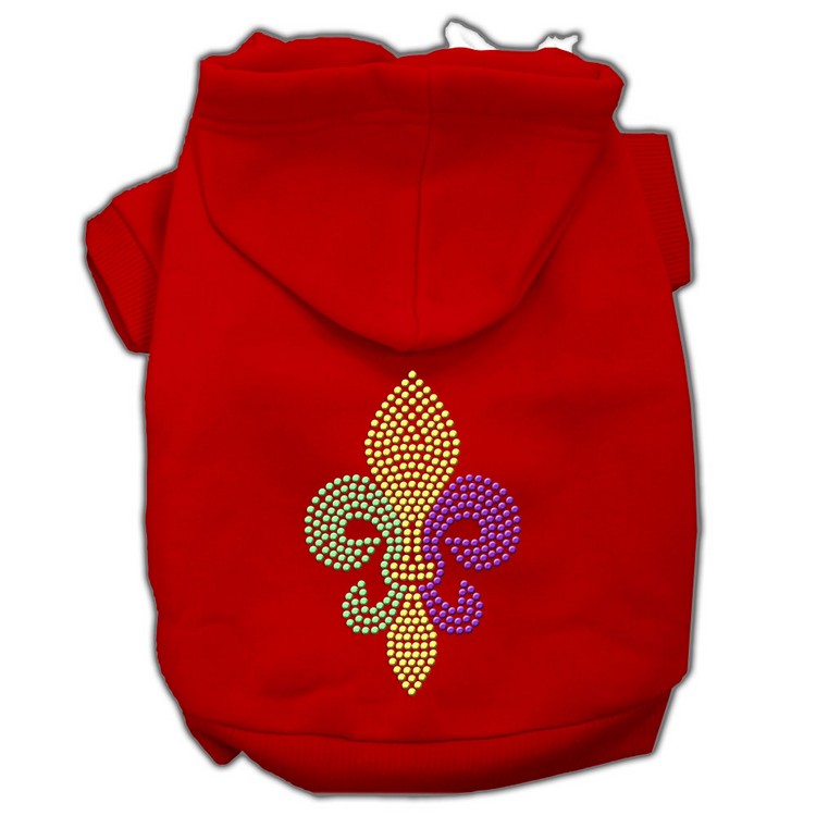 Mardi Gras Fleur De Lis Rhinestone Hoodies Red XL