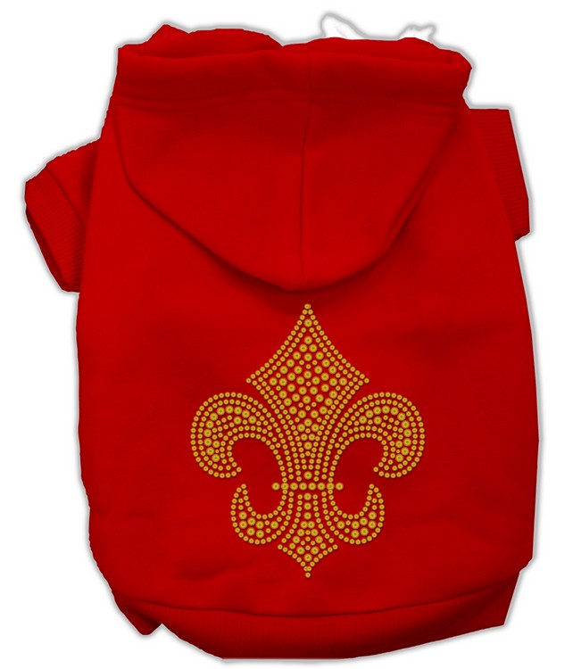 Gold Fleur De Lis Hoodie Red XL