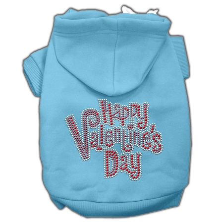 Happy Valentines Day Rhinestone Hoodies Baby Blue XS