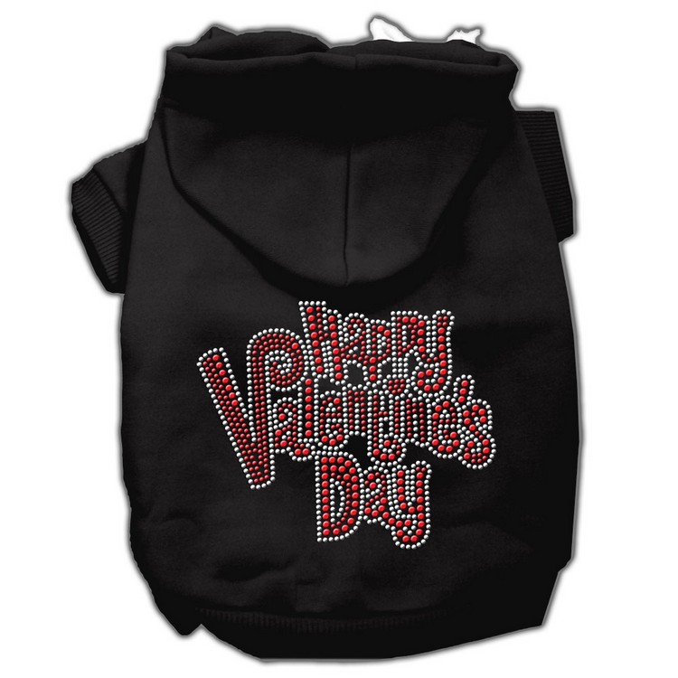 Happy Valentines Day Rhinestone Hoodies Black XS