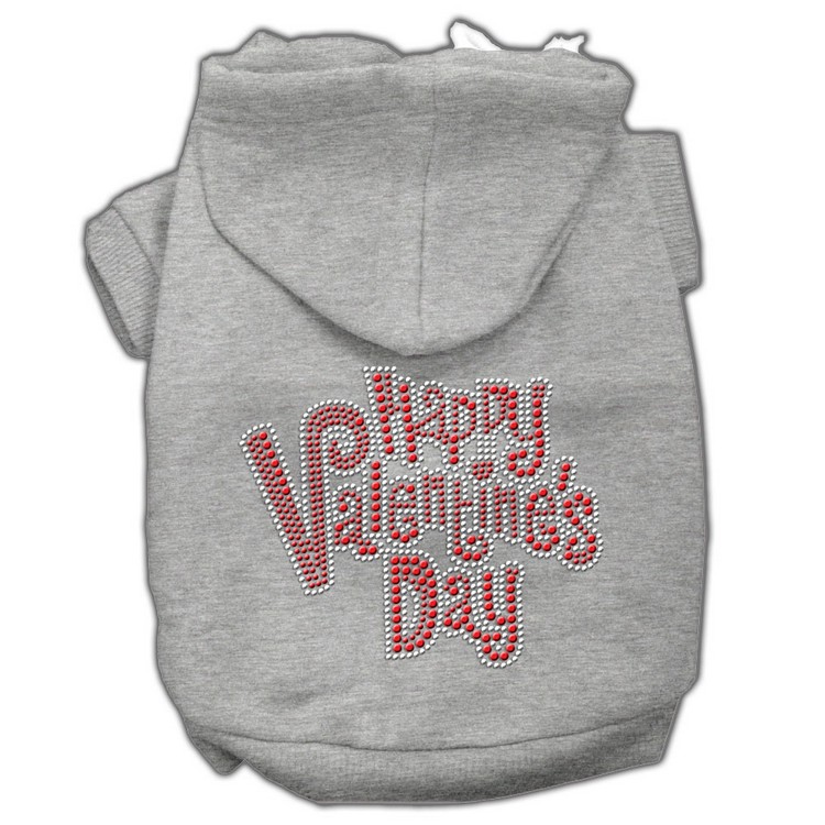 Happy Valentines Day Rhinestone Hoodies Grey XS