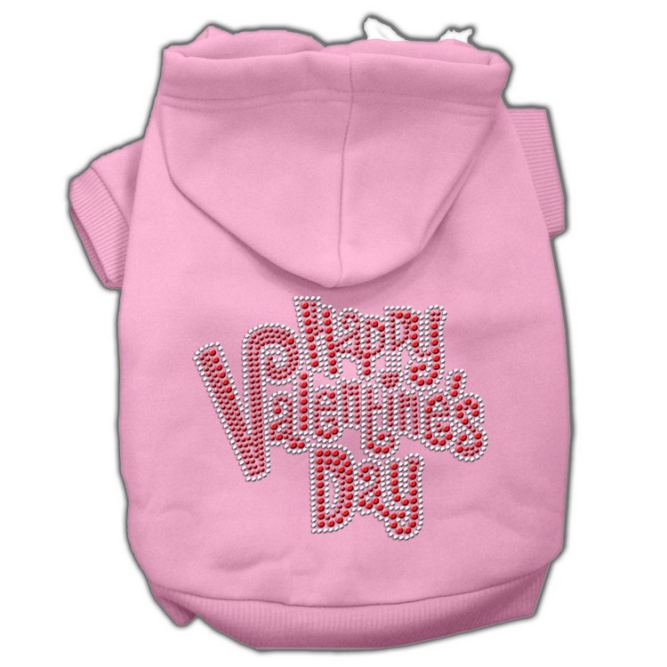 Happy Valentines Day Rhinestone Hoodies Pink XS