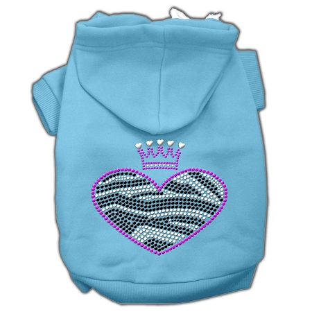 Zebra Heart Rhinestone Hoodies Baby Blue XS