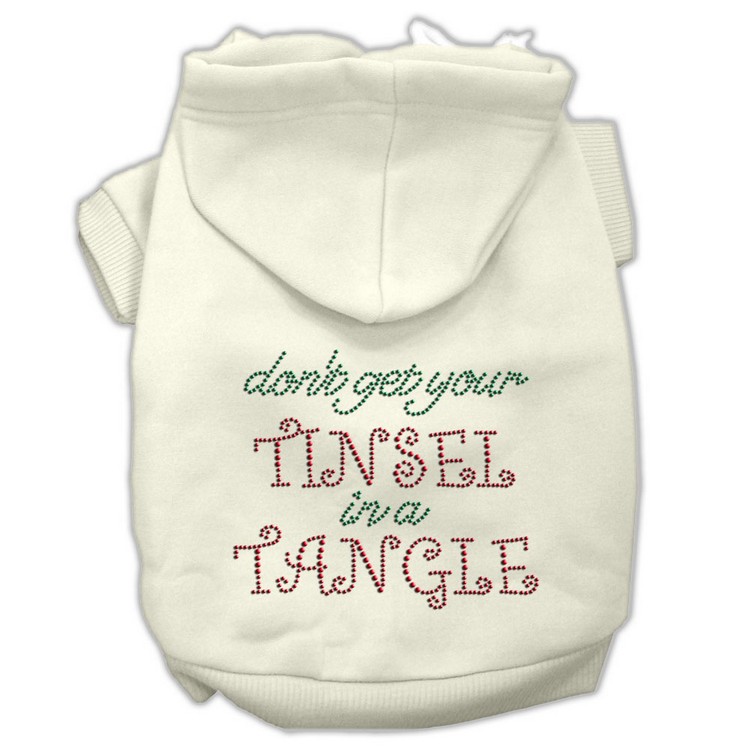 Tinsel in a Tangle Rhinestone Hoodies Cream S