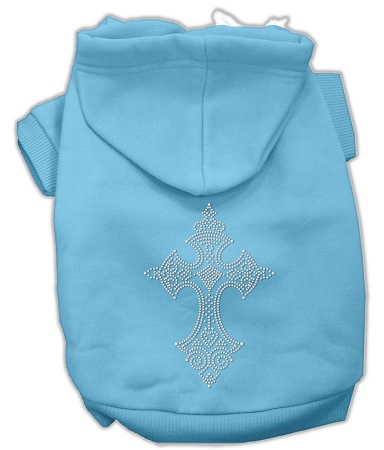 Rhinestone Cross Hoodies Baby Blue L
