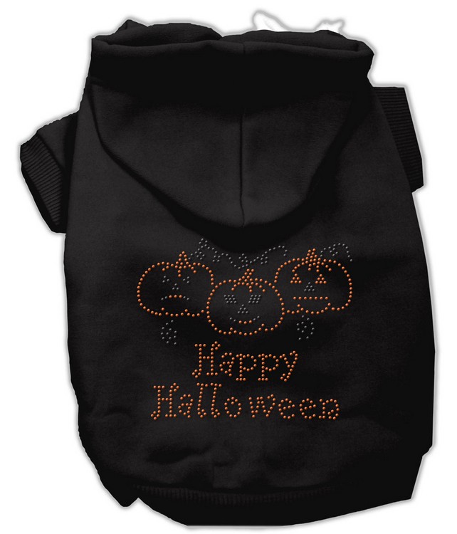 Happy Halloween Rhinestone Hoodies Black XS