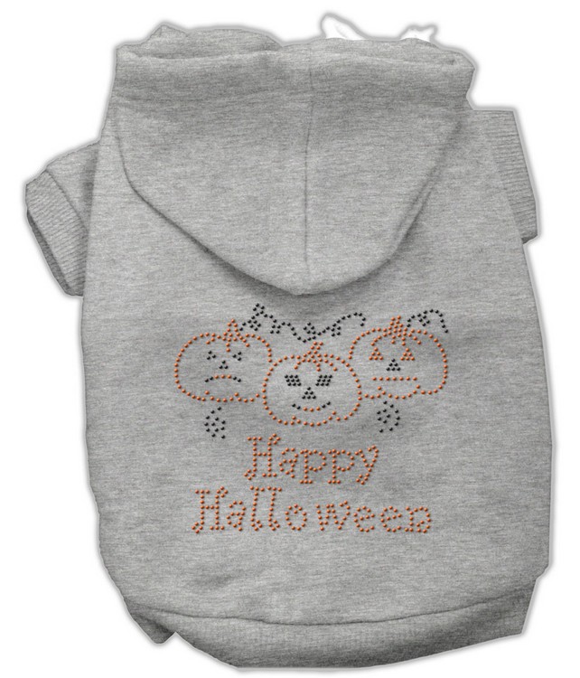 Happy Halloween Rhinestone Hoodies Grey XS