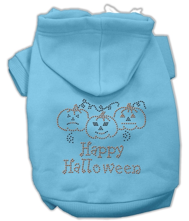 Happy Halloween Rhinestone Hoodies Baby Blue XS