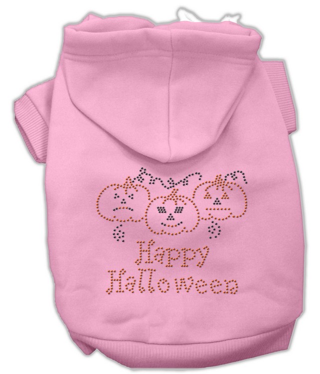 Happy Halloween Rhinestone Hoodies Pink XS