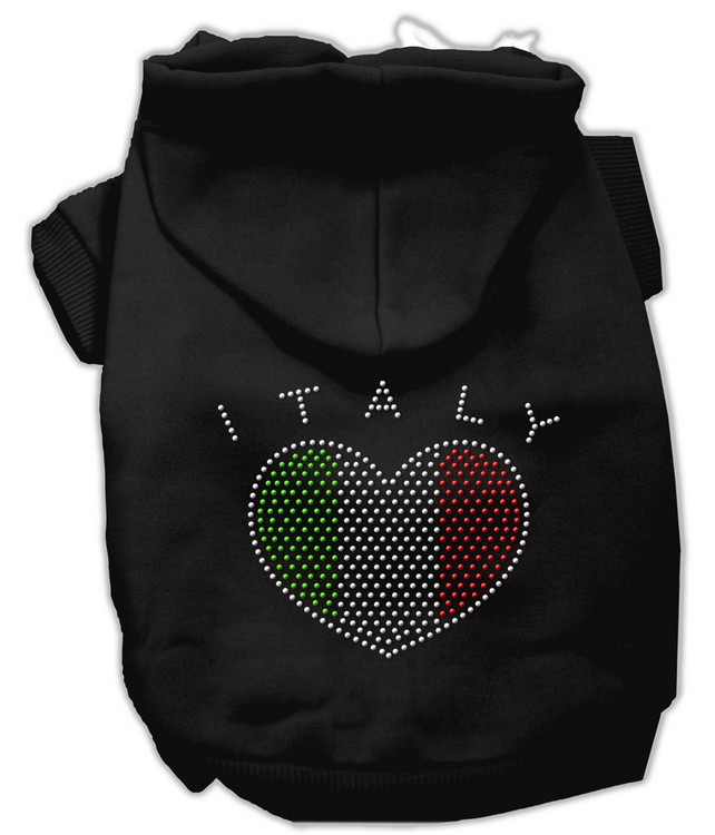 Italian Rhinestone Hoodies Black L