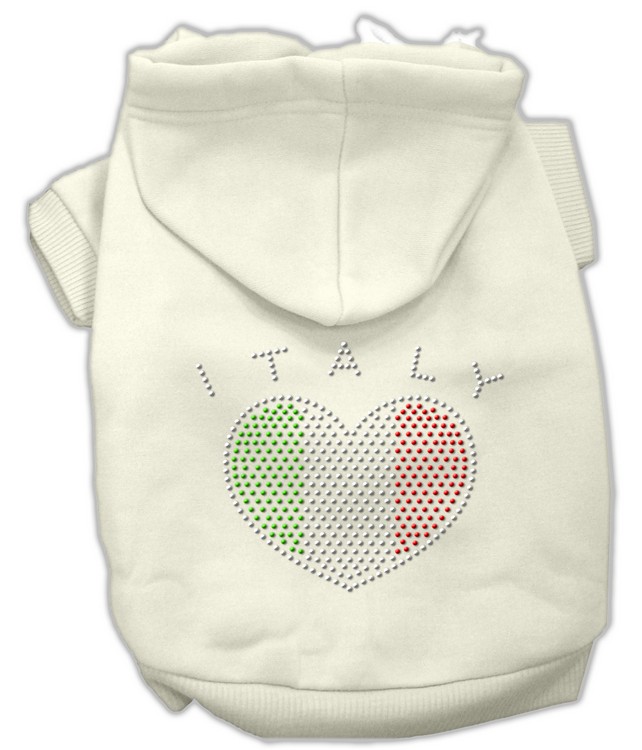 Italian Rhinestone Hoodies Cream S