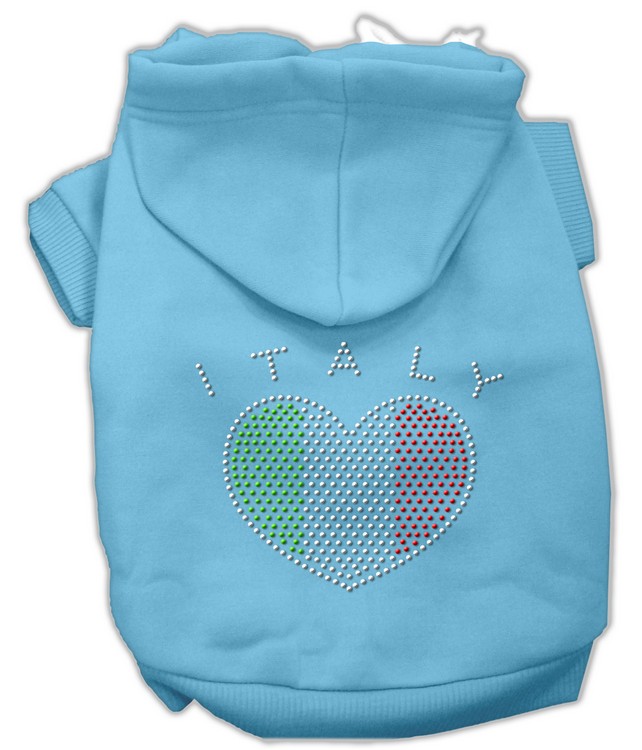 Italian Rhinestone Hoodies Baby Blue XS