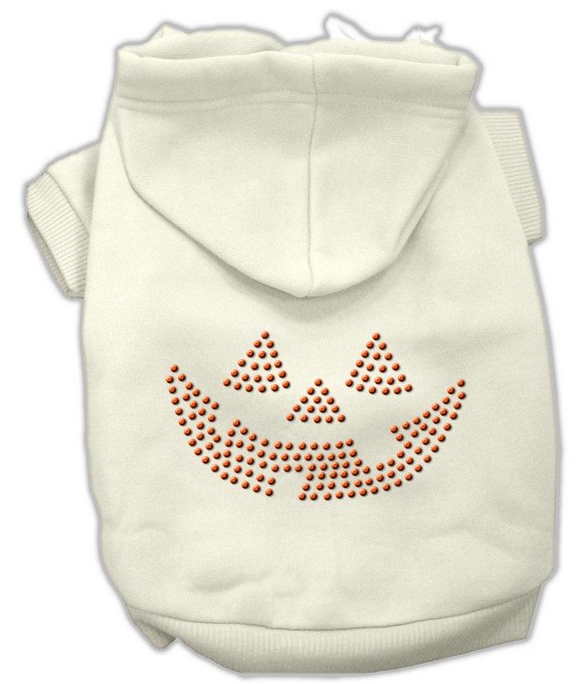 Jack O' Lantern Rhinestone Hoodies Cream XS