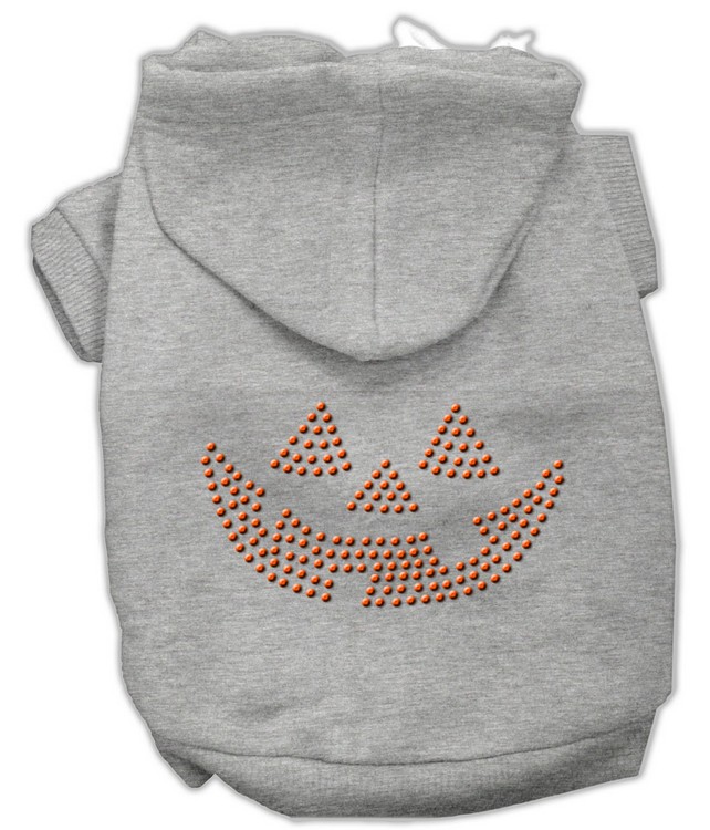 Jack O' Lantern Rhinestone Hoodies Grey XS