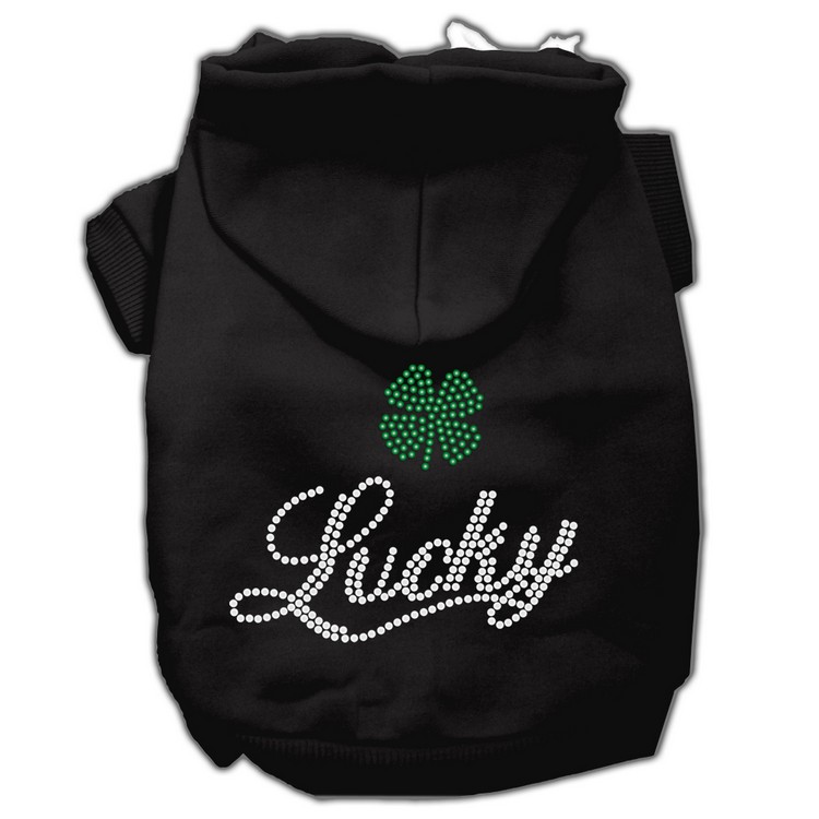 Lucky Rhinestone Hoodies Black XS