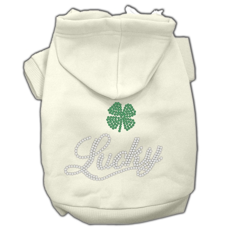 Lucky Rhinestone Hoodies Cream XS