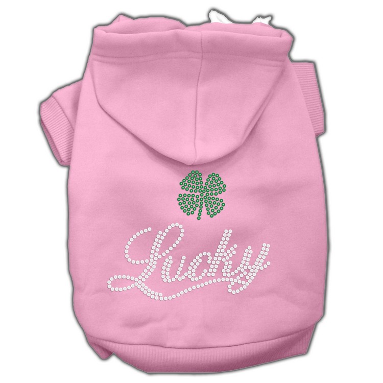 Lucky Rhinestone Hoodies Pink XXL