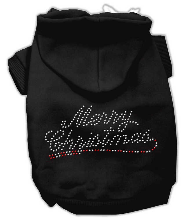 Merry Christmas Rhinestone Hoodies Black XS