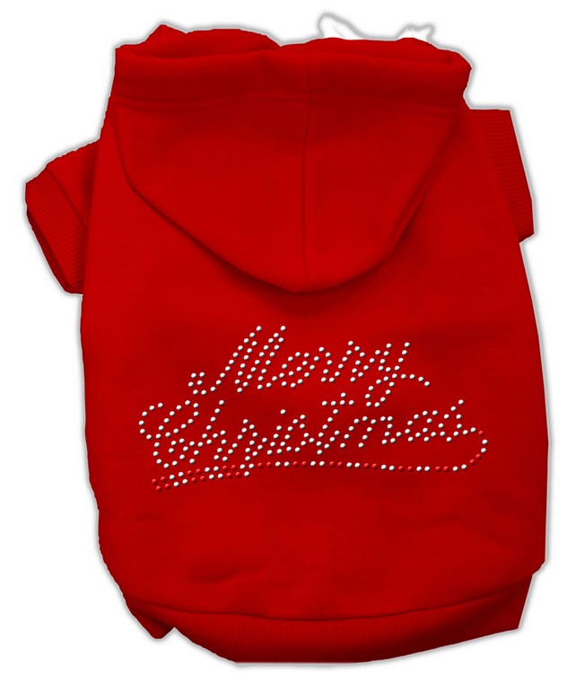 Merry Christmas Rhinestone Hoodies Red XS