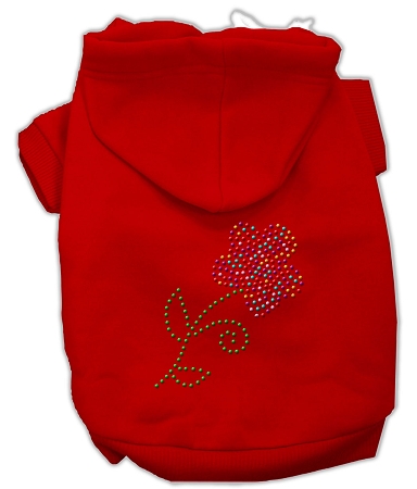 Multi-Colored Flower Rhinestone Hoodie Red L