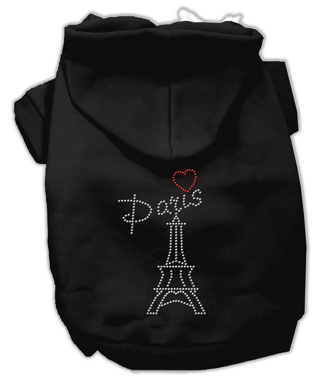 Paris Rhinestone Hoodies Black L