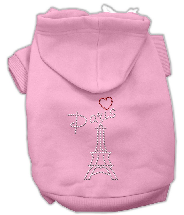 Paris Rhinestone Hoodies Pink L