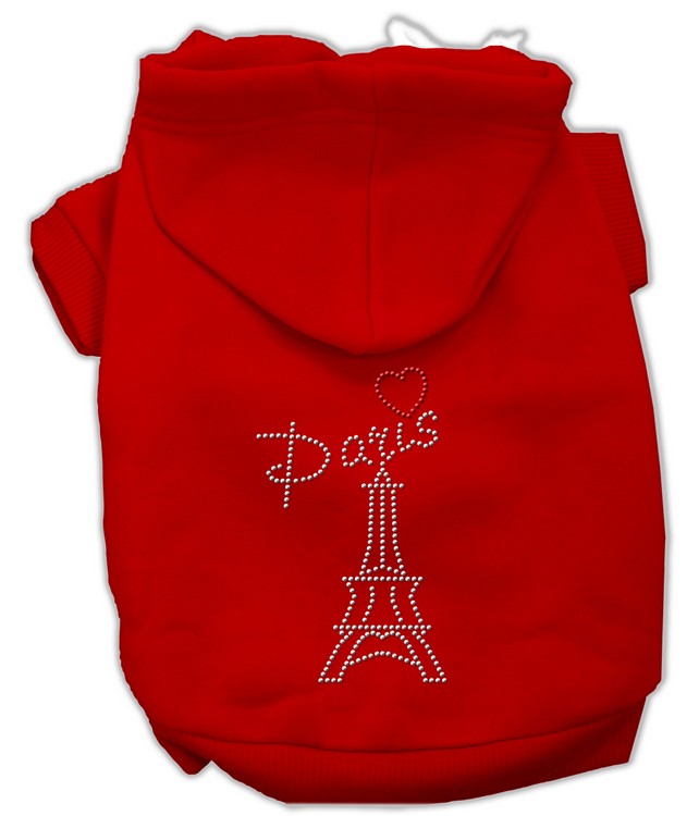 Paris Rhinestone Hoodies Red L