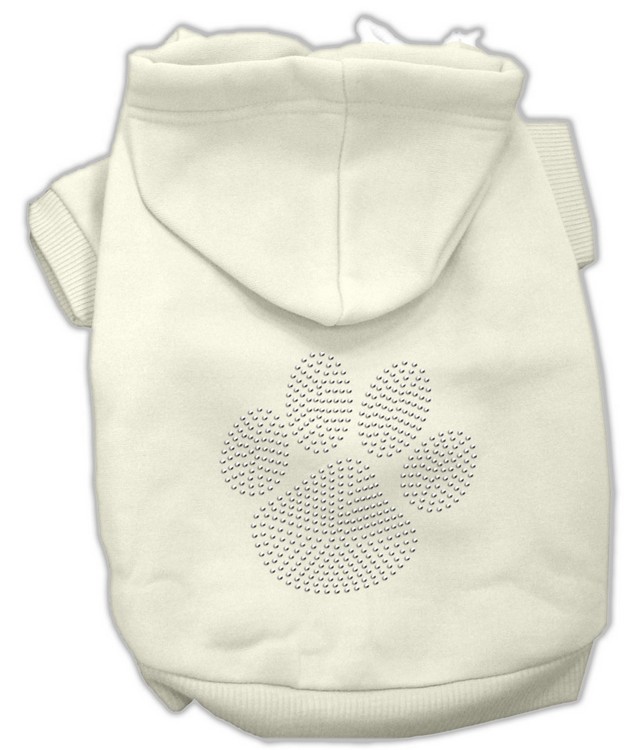 Clear Rhinestone Paw Hoodies Cream S