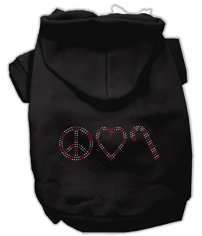 Peace, Love and Candy Canes Hoodies Black XXL