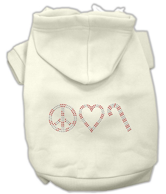 Peace, Love and Candy Canes Hoodies Cream XXL