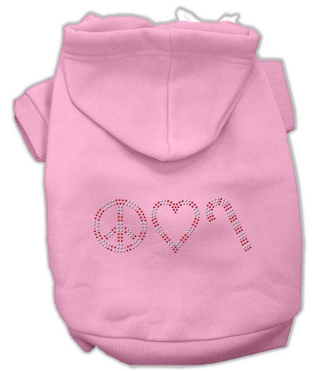 Peace, Love and Candy Canes Hoodies Pink XS