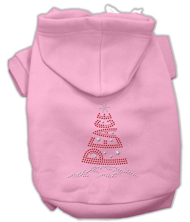 Peace Tree Rhinestone Hoodies Pink XS