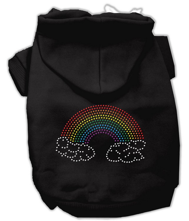 Rhinestone Rainbow Hoodies Black XS