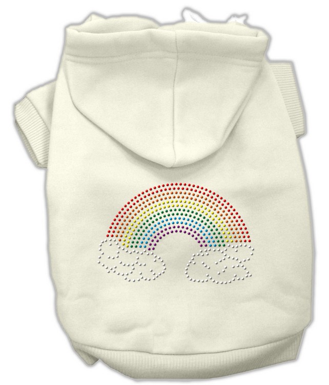 Rhinestone Rainbow Hoodies Cream XL