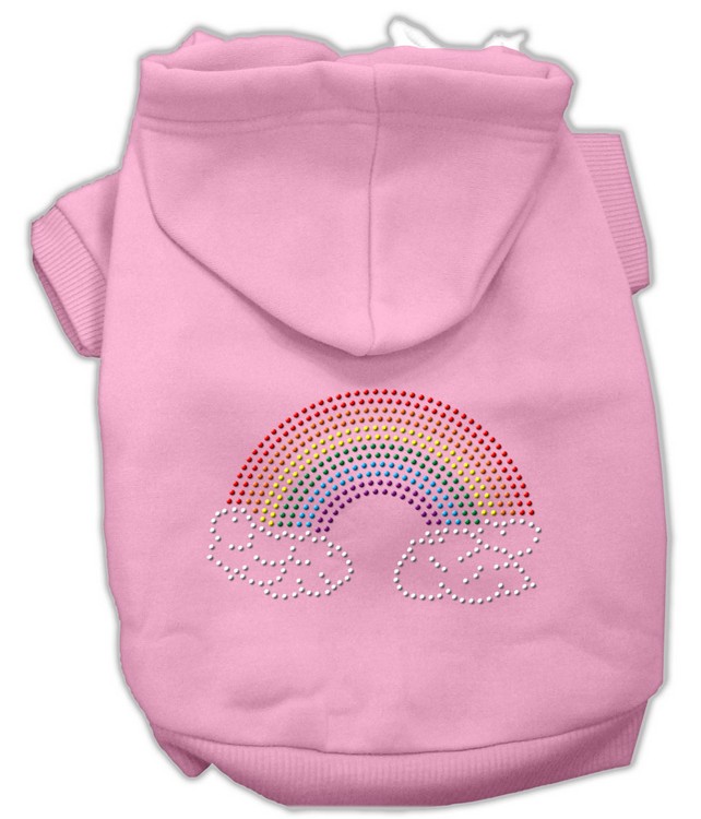 Rhinestone Rainbow Hoodies Pink XL