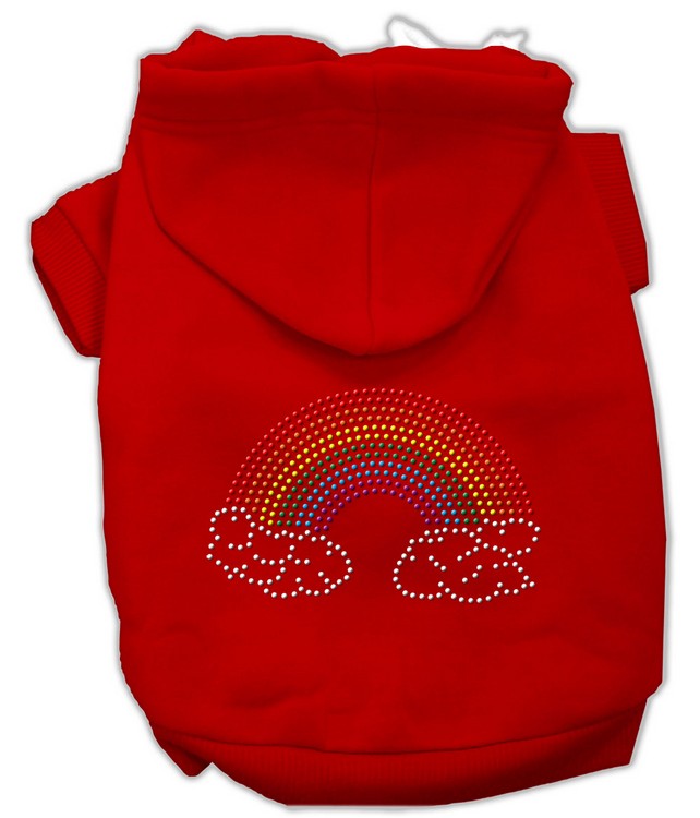 Rhinestone Rainbow Hoodies Red S