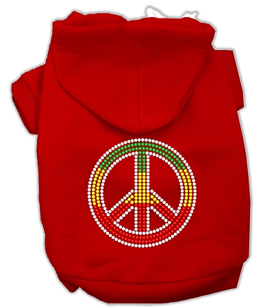 Rasta Peace Sign Hoodie Red XS