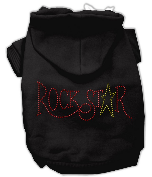 Rock Star Rhinestone Hoodies Black XS