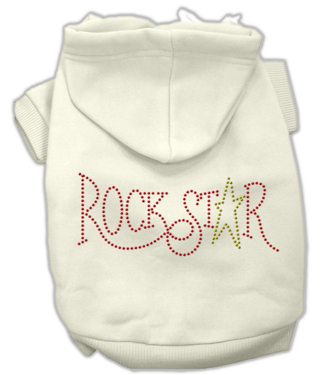 Rock Star Rhinestone Hoodies Cream XS