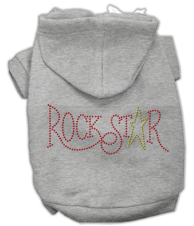 Rock Star Rhinestone Hoodies Grey XXXL