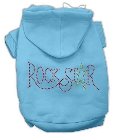 Rock Star Rhinestone Hoodies Baby Blue XS