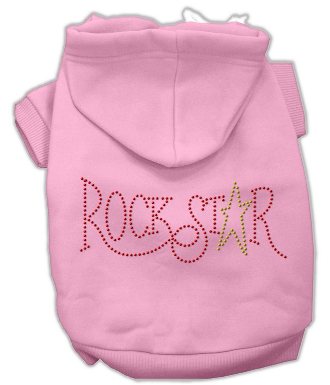 Rock Star Rhinestone Hoodies Pink XS