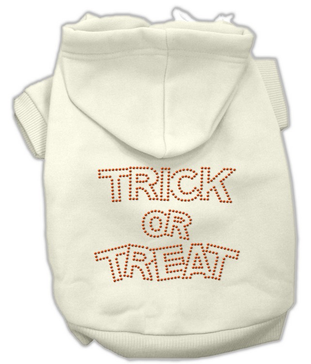 Trick or Treat Rhinestone Hoodies Cream XS