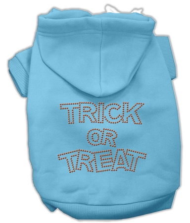 Trick or Treat Rhinestone Hoodies Baby Blue M