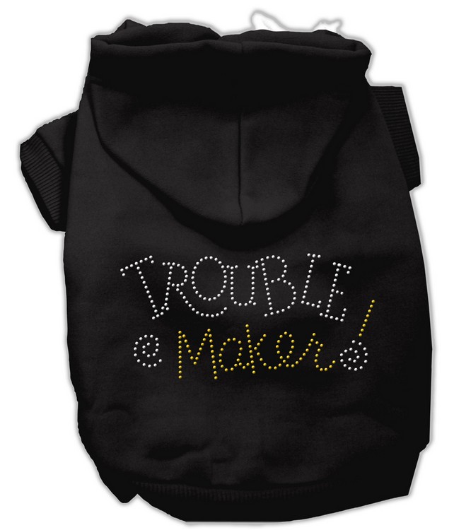 Trouble Maker Rhinestone Hoodies Black XS